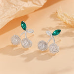 Load image into Gallery viewer, Sparkling Cherry Leaf Earrings
