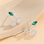 Load image into Gallery viewer, Sparkling Cherry Leaf Earrings
