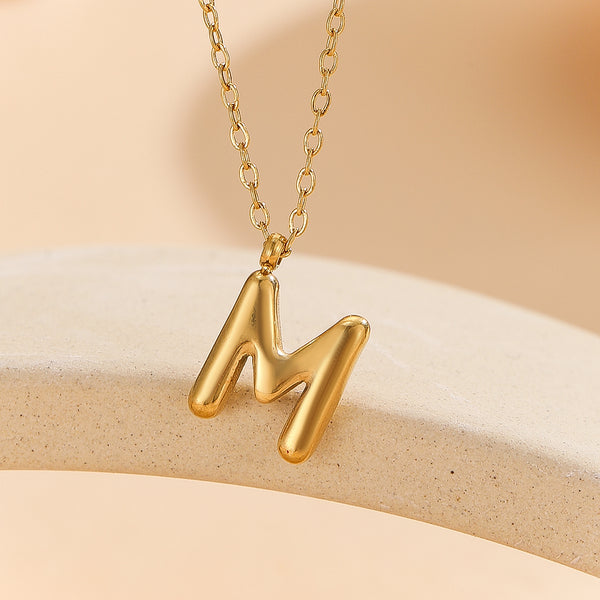 Personalized Gold Initial Charm Pendant "M"