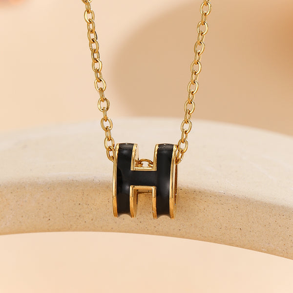 Haloed Sophistication Pendant "H" Black