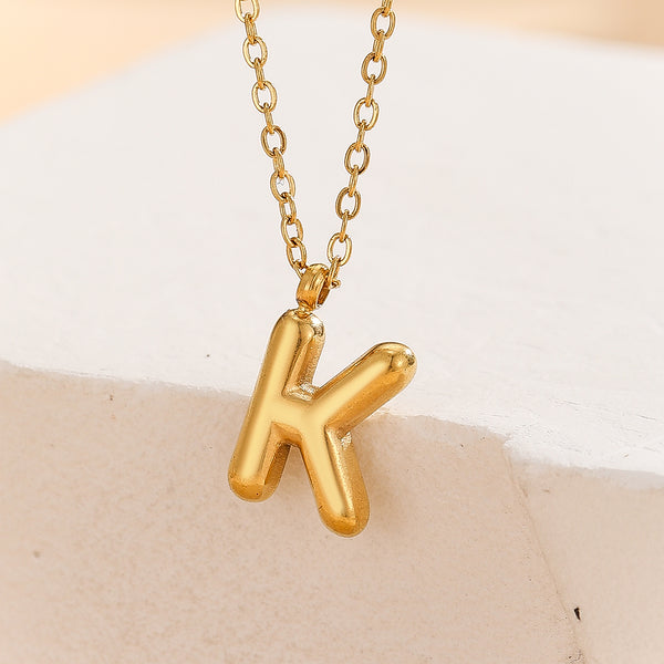 Personalized Gold Initial Charm Pendant "K"