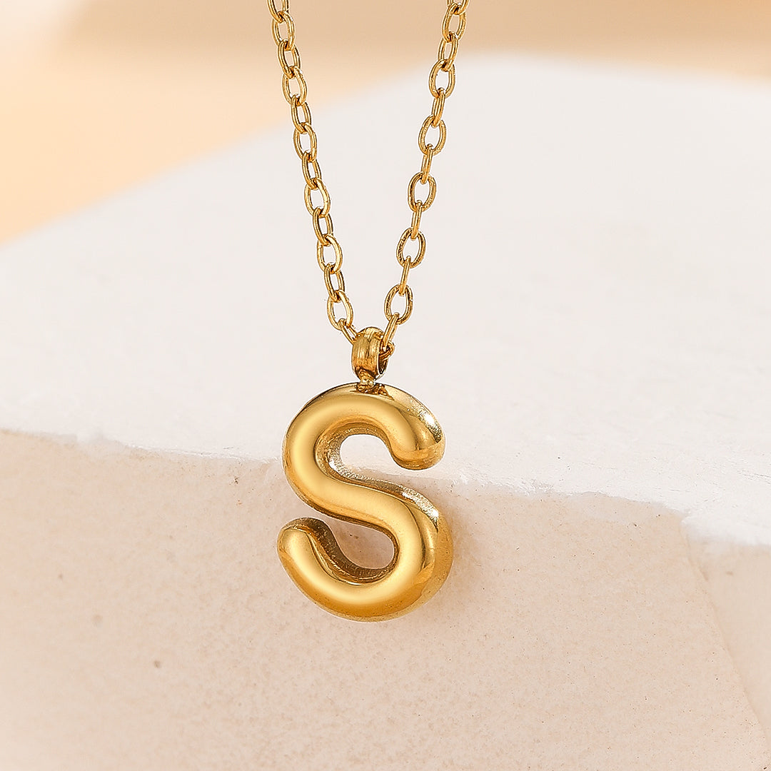 Personalized Gold Initial Charm Pendant "S"