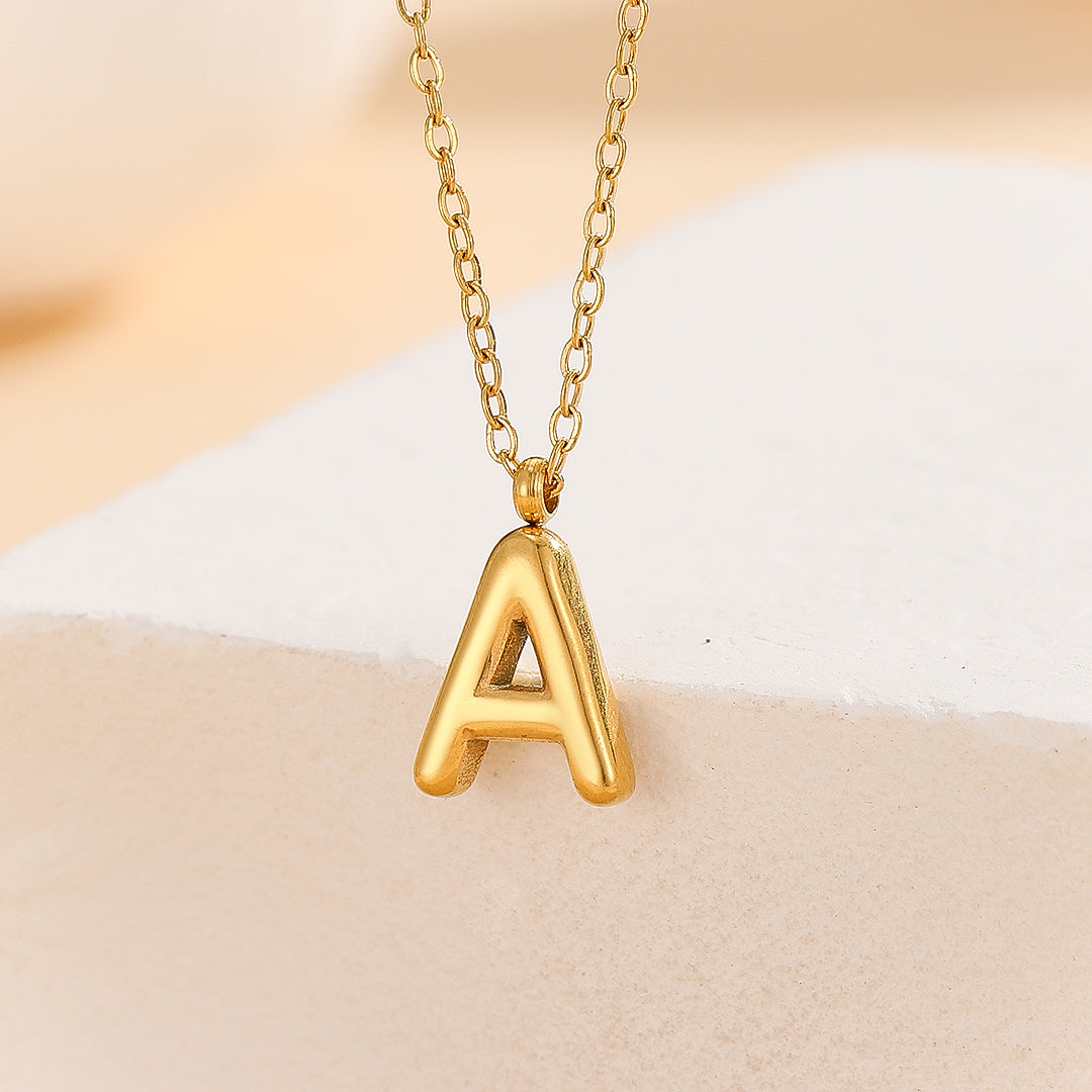 Personalized Gold Initial Charm Pendant "A"