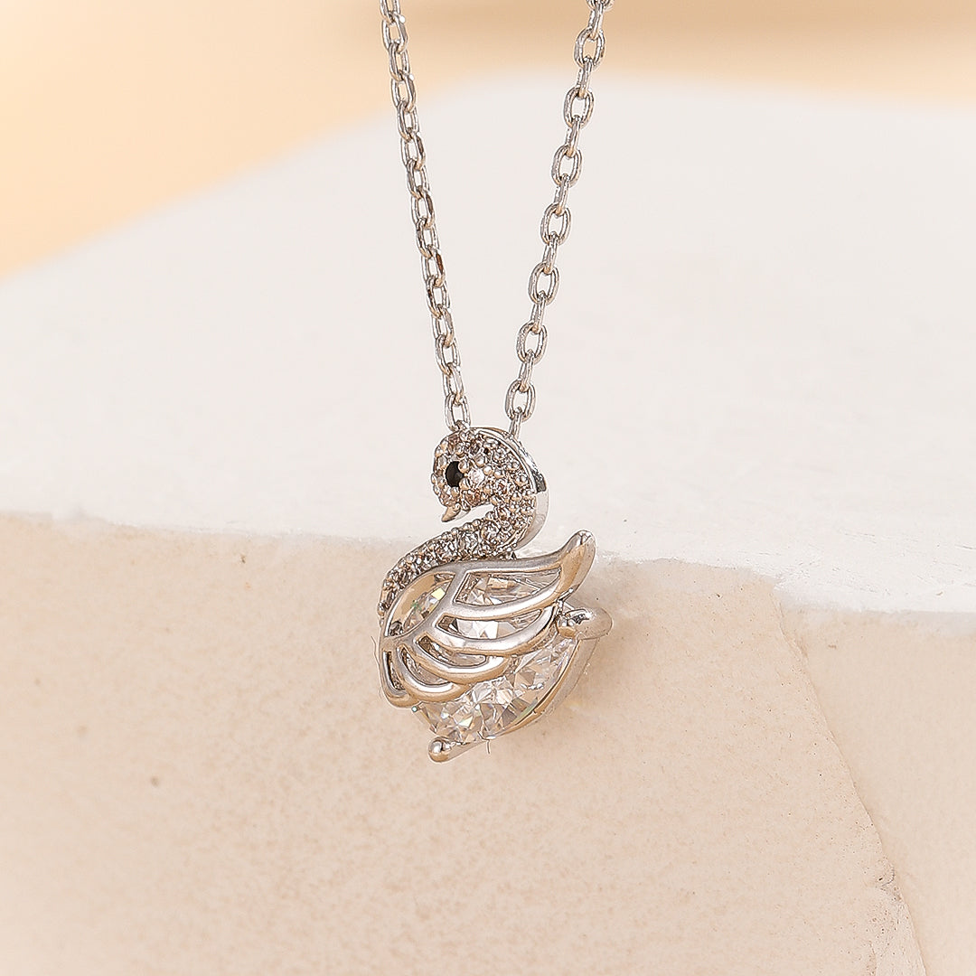 Glistening Swan Charm Pendant