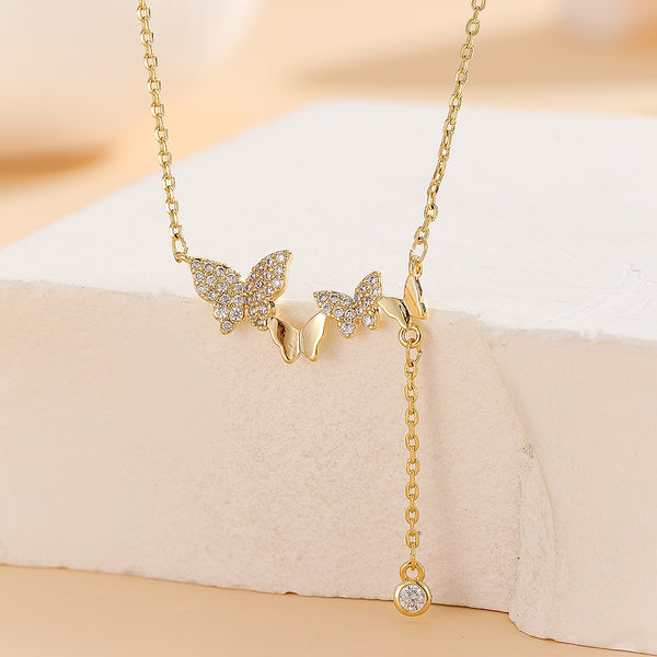 Dazzling Butterfly Trio Necklace