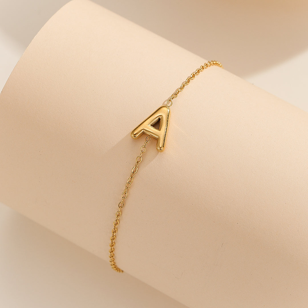 Gilded Initial Chain Bracelet "A"